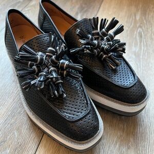 Black Perforated Gracelyn Women’s Perforated Loafers with Tassels 7.5